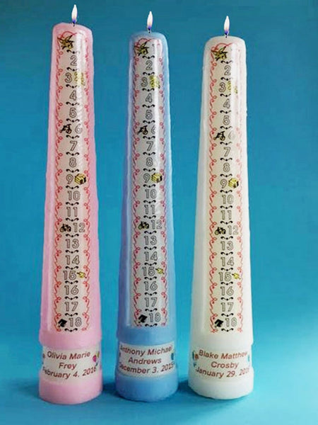 Numbered Countdown Birthday Candles      1-21 Year and Personalized 1-18 Year