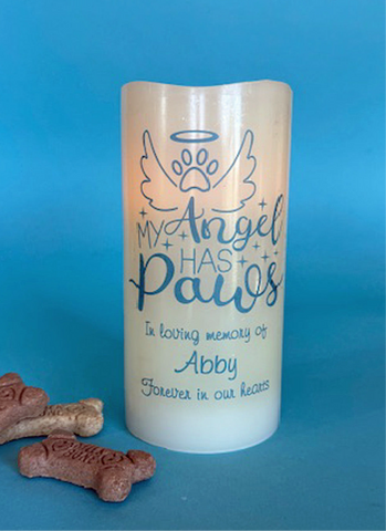 Pet Memorial Candle LED, Choice of Colors, Personalized