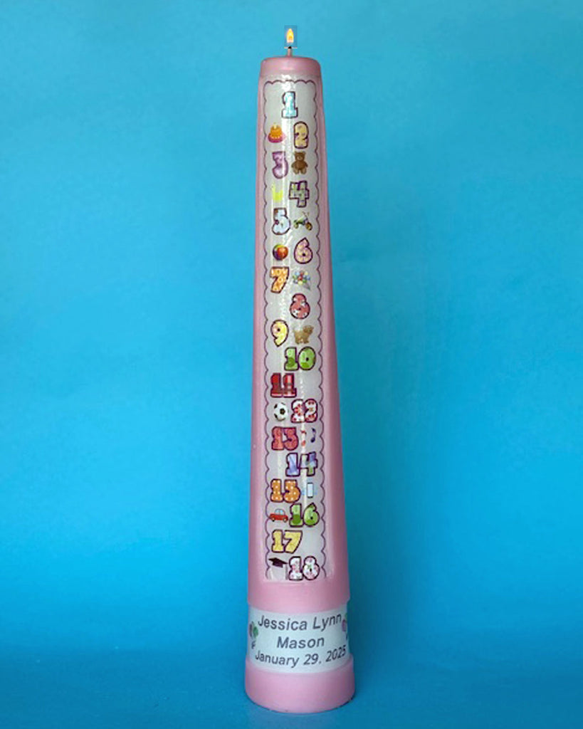 1-18 Year Numbered Contemporary Personalized Countdown Birthday Candle    *FREE FREIGHT!