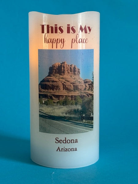 Custom LED Memory Candle with Photo & Text for Vacations, Family Reunions, Centerpieces, Milestones, More