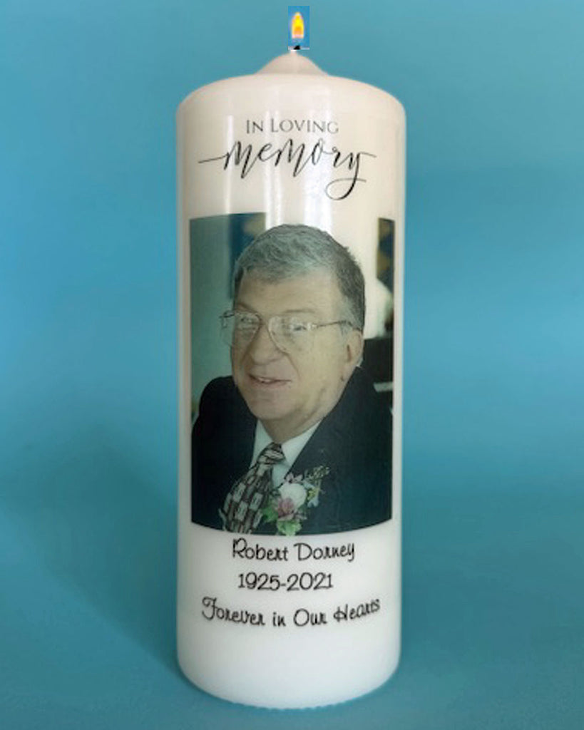 Personalized Memorial Candle with Photo, white or ivory