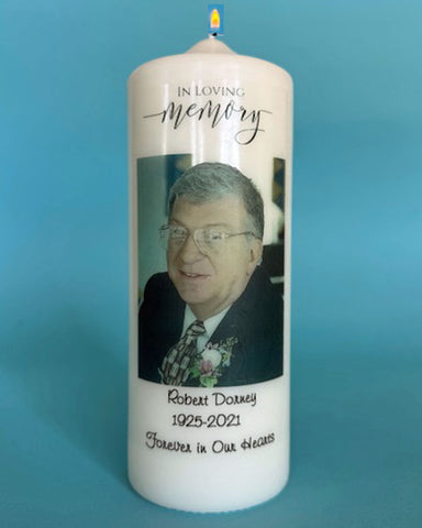 Personalized Memorial Candle with Photo, white or ivory