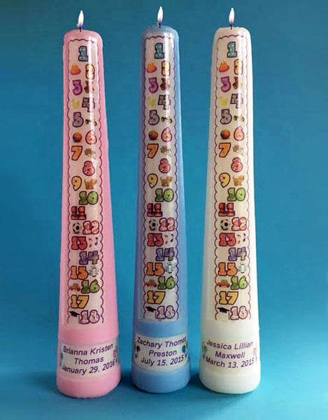 1-18 Year Numbered Contemporary Personalized Countdown Birthday Candle    *FREE FREIGHT!