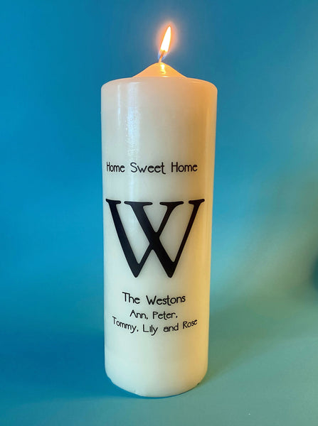 Monogrammed Candle, Single Bold Initial, Choice of Ink and Candle Colors,  Custom Text
