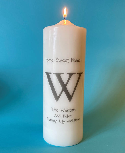 Monogrammed Candle, Single Bold Initial, Choice of Ink and Candle Colors,  Custom Text