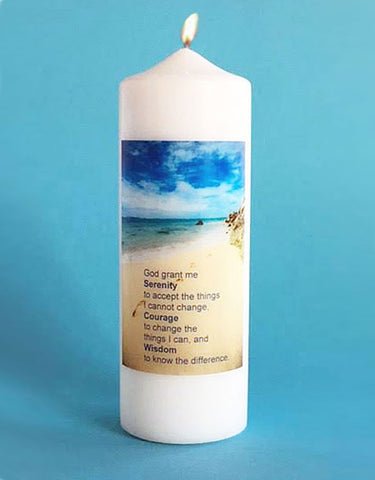 Serenity Prayer Inspirational Candle, white or ivory