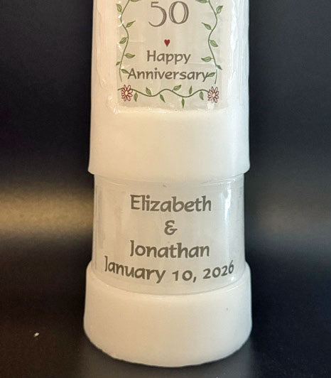 1-50 Year Countdown Anniversary Candle, Personalized