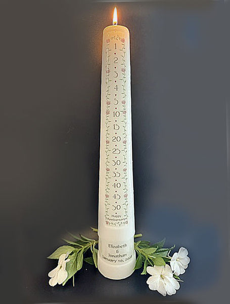 1-50 Year Countdown Anniversary Candle, Personalized