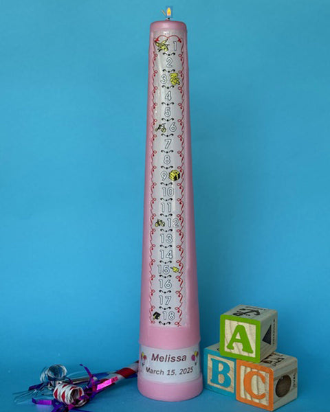 1-18 Year Traditional Numbered Personalized Countdown Birthday Candle