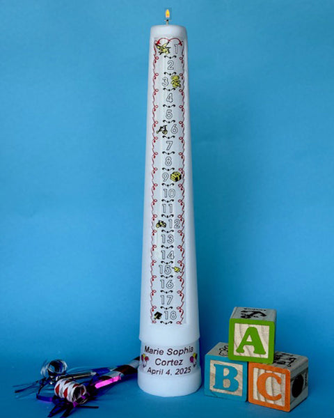 1-18 Year Traditional Numbered Personalized Countdown Birthday Candle