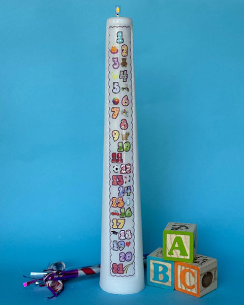 1-21 Year Numbered Contemporary Countdown Birthday Candle