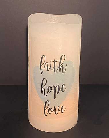 "Faith Hope Love" 4 x 8 Flameless LED Candle