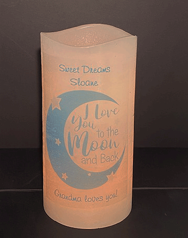 "I Love you to the Moon and Back" Nightlight Personalized Flameless LED Candle