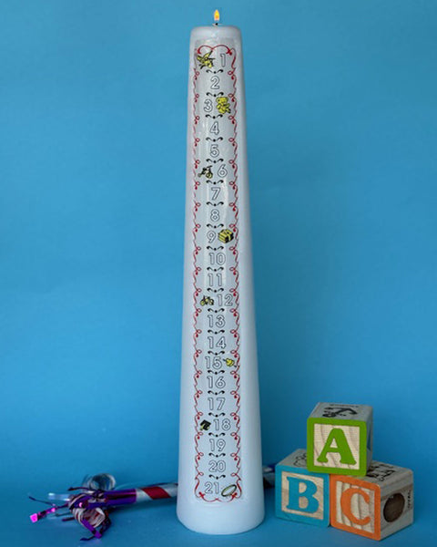 1-21 Year Numbered Traditional Countdown Birthday Candle
