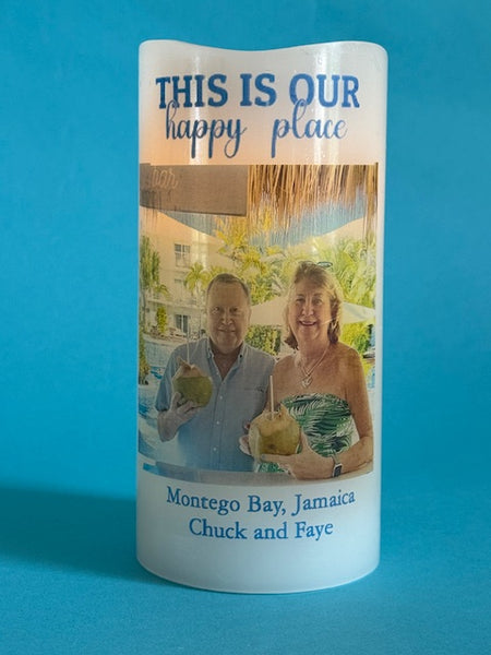 Customized LED "Happy Place" Memento Candle with Photo