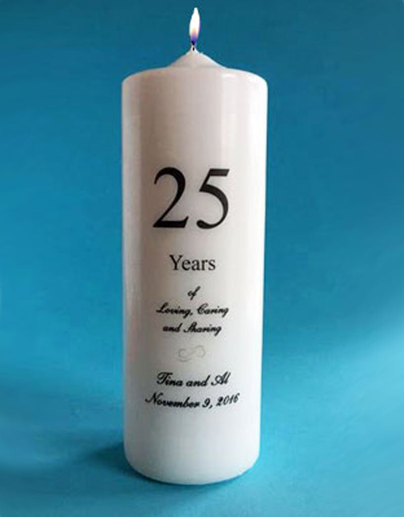 Anniversary Candle Personalized with Years, white or ivory