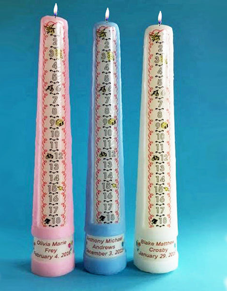 1-18 Year Traditional Numbered Personalized Countdown Birthday Candle