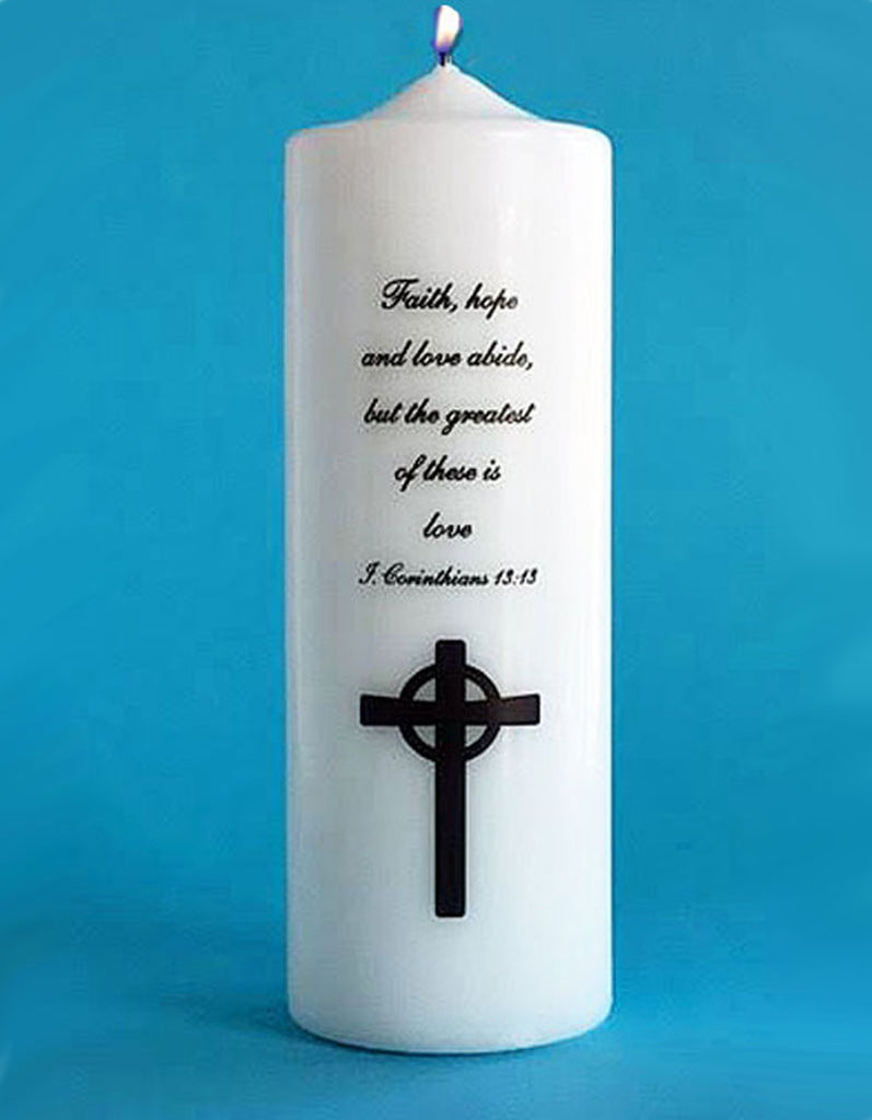 Cross Wedding Unity Candle Set with choice of verse, white or ivory